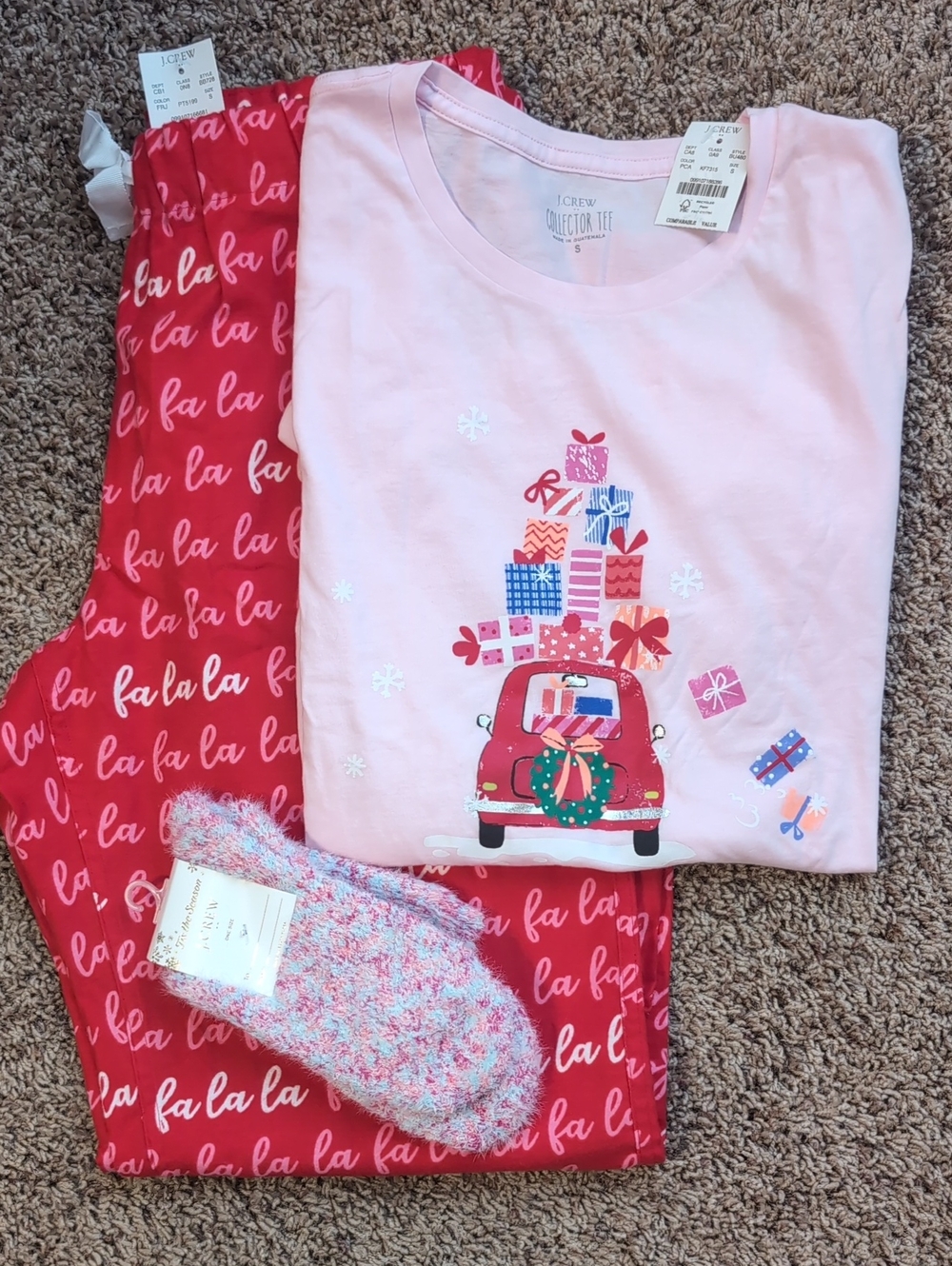 J. Crew Present Car Holiday Pajama 3 Piece Set